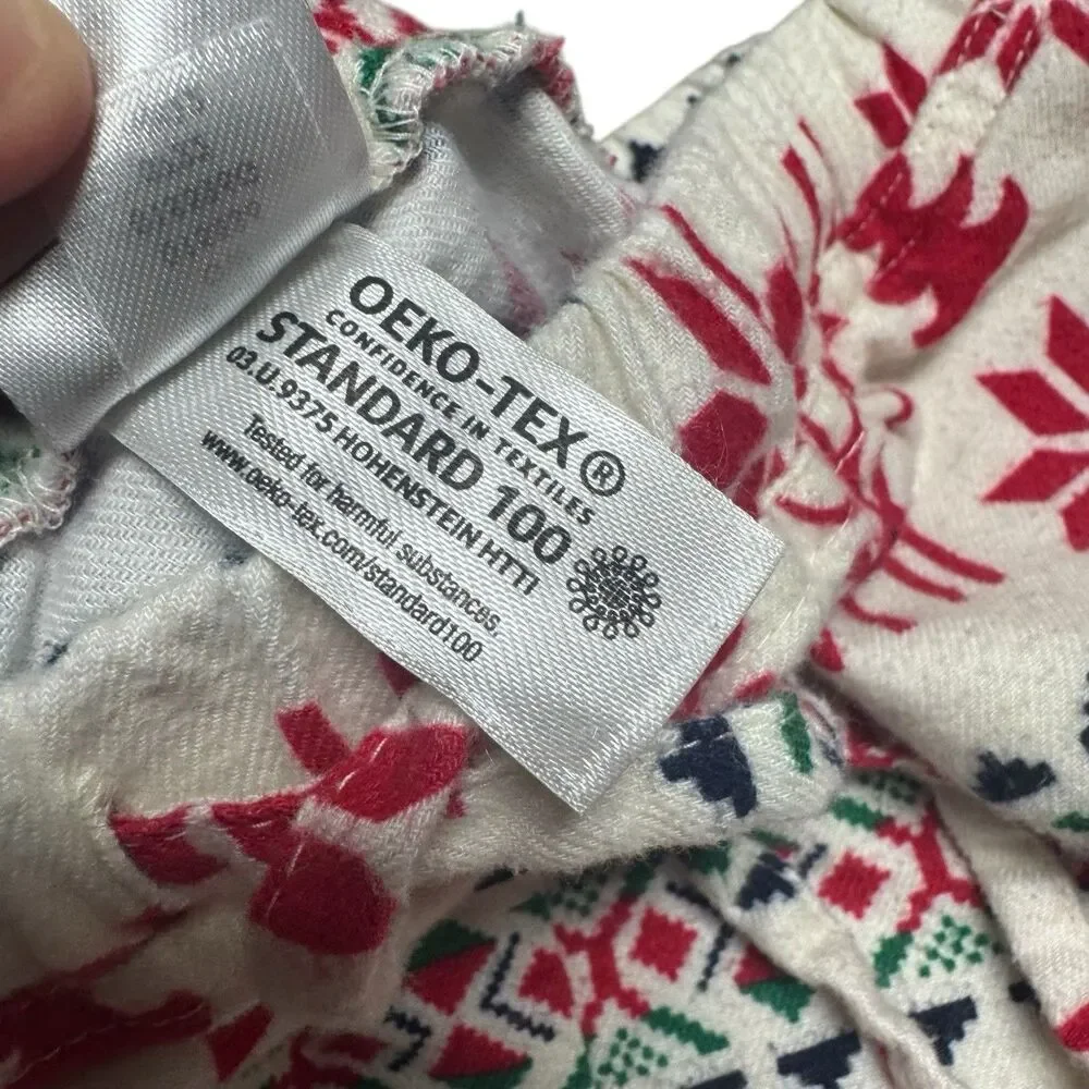 Hanna Andersson Womens Pajama Set M Fair Isle Flannel Knit Deer Christmas Pants - Picture 9 of 12